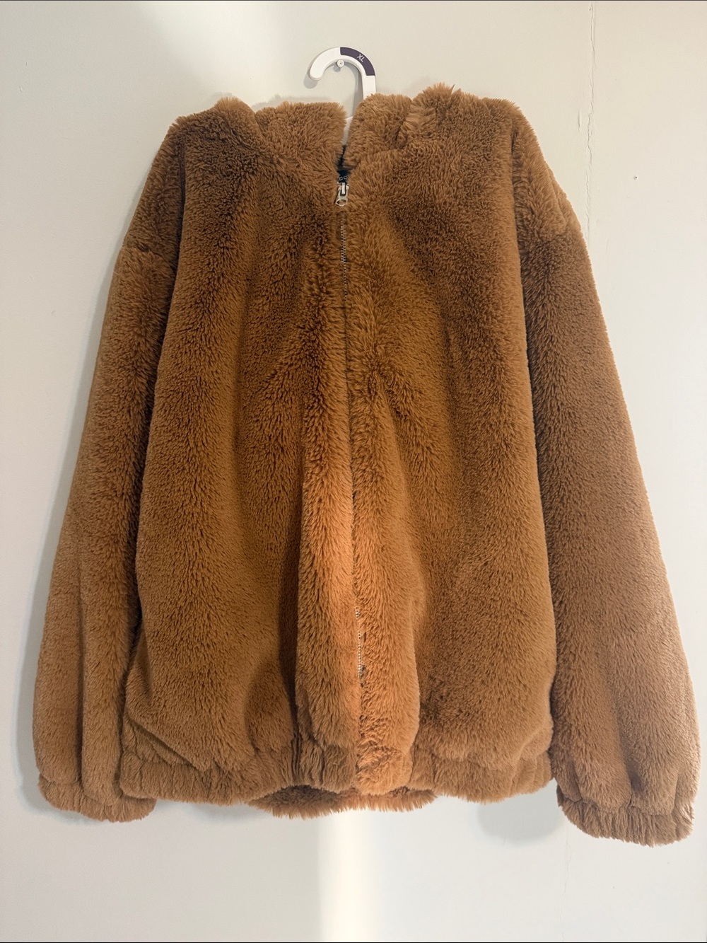 French Connection Women's Plush Faux Fur Puffer Jacket - Brown